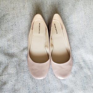 Nude patent leather flats